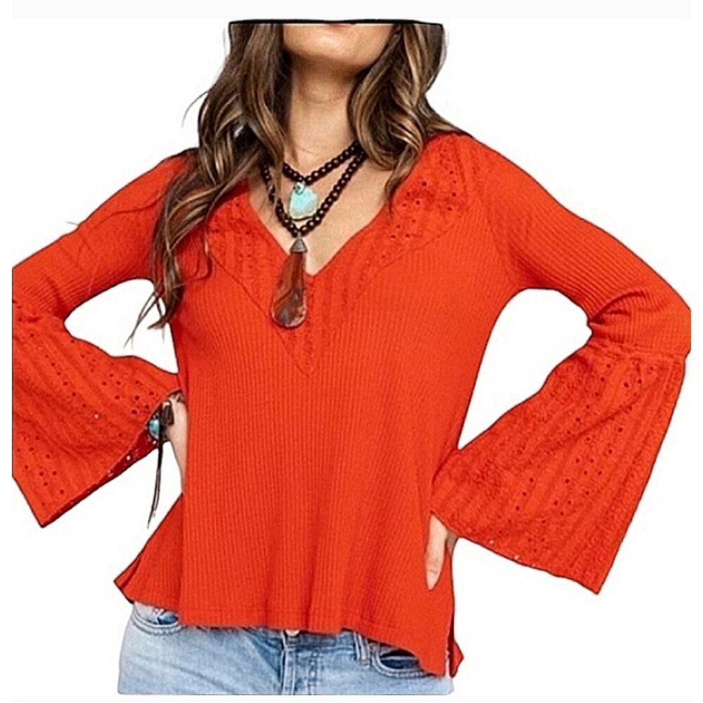 Free People Parisian‎ Nights Bell Sleeve Top Size: S